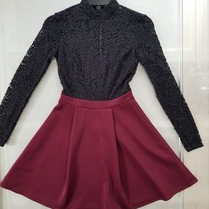 B.Darlin Junior Mini Dress with lace long sleeves